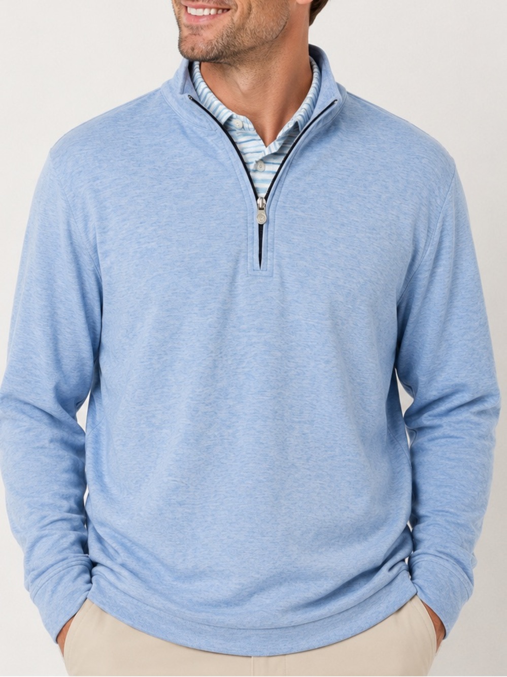 Peter Millar Crown Soft Quarter Zip Pullover Sweater Blue XL